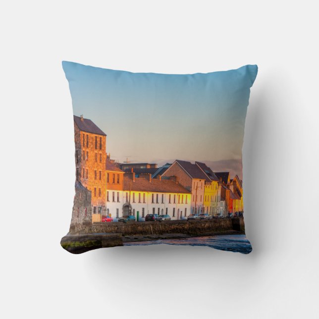 Galway's Waterfront At Sunset - Western Ireland Throw Pillow (Front)