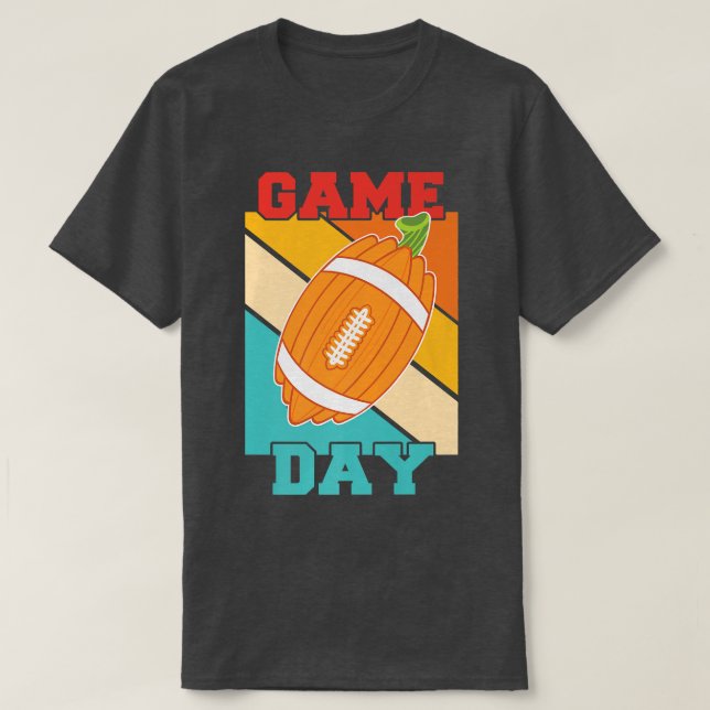 Gam Day Funny Fall Pumpkin Football Thanksgiving M T-Shirt (Design Front)
