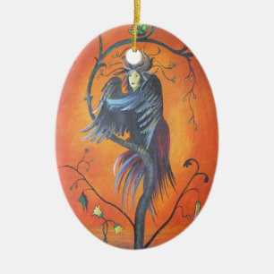 Gamaun The Prophetic Bird With Ruffled Feathers Ceramic Ornament