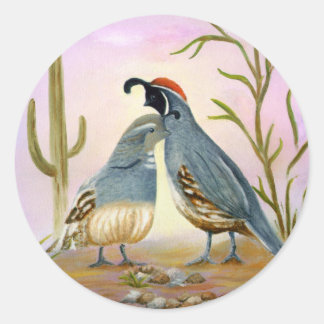 Gambel Quails Classic Round Sticker