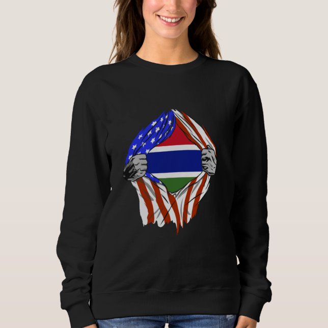 Gambia Flag America Chest Gambian Pride Gambian Ro Sweatshirt (Front)