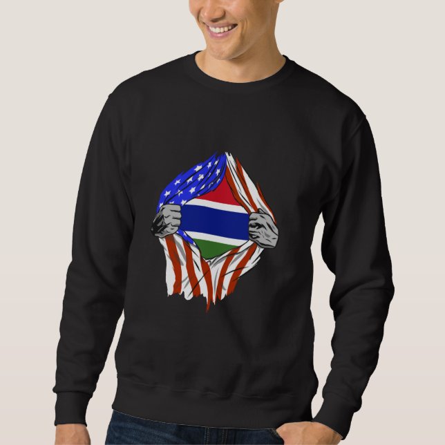 Gambia Flag America Chest Gambian Pride Gambian Ro Sweatshirt (Front)