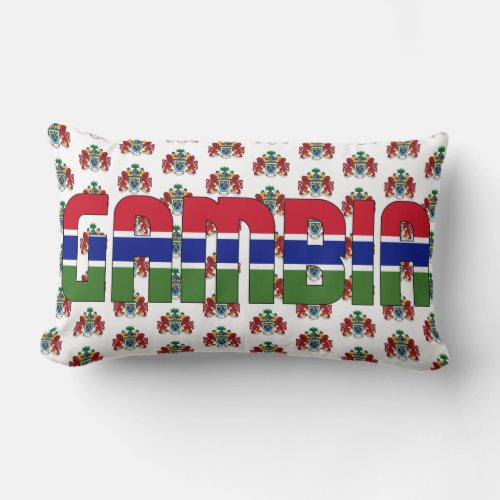 Gambia Flag and Coat of Arms Patriotic Lumbar Pillow