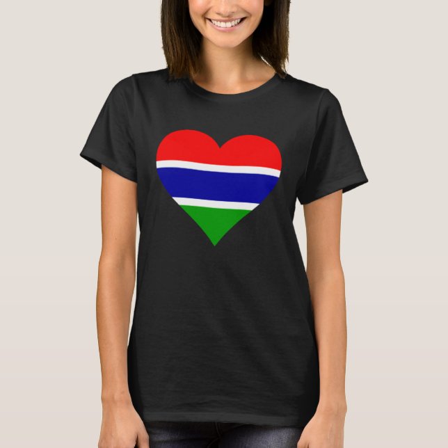 Gambia Flag Heart Gambia Gifts Love Gambia T-Shirt (Front)