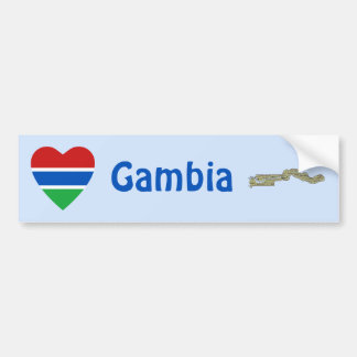 Gambia Flag Heart + Map Bumper Sticker