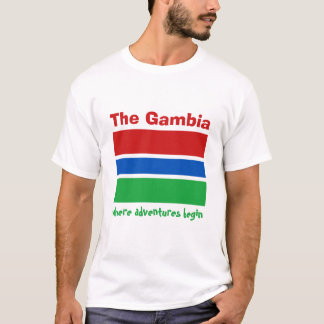 Gambia Flag + Map + Text T-Shirt