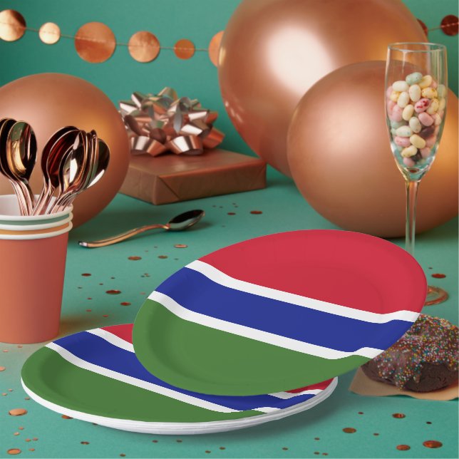 Gambia flag paper plates (Multi)