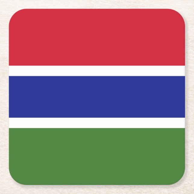 Gambia Flag Square Paper Coaster (Front)