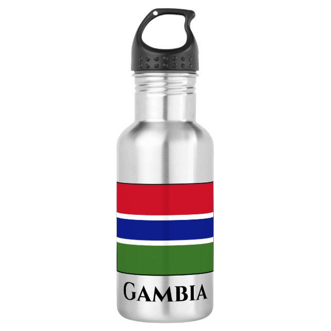 Gambia Flag Stainless Steel Water Bottle (Front)