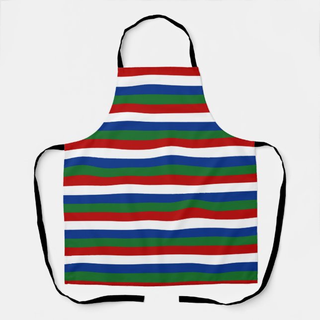 gambia flag stripes country pattern symbol red gre apron (Front)