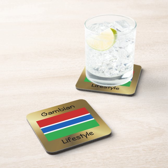 Gambia Flag+Text Coaster (Right Side)