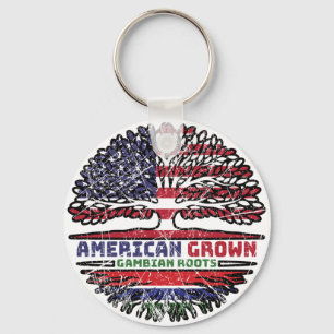 Gambia Gambian US American USA United States Tree Keychain