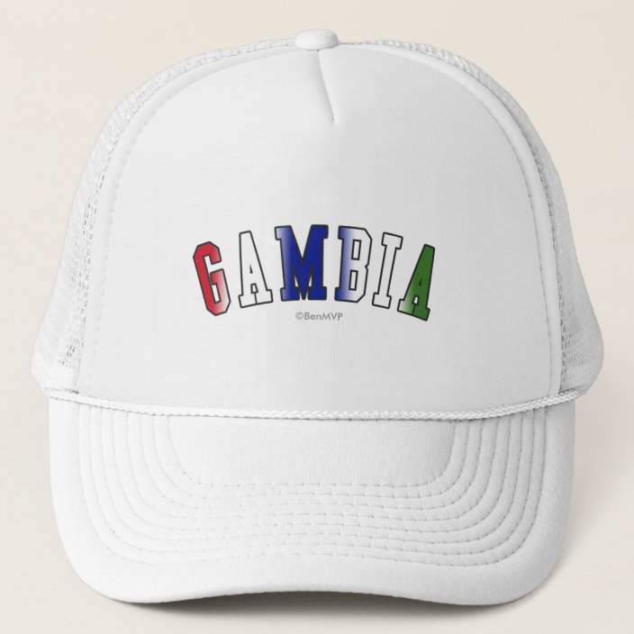 Gambia in National Flag Colors Mesh Hat