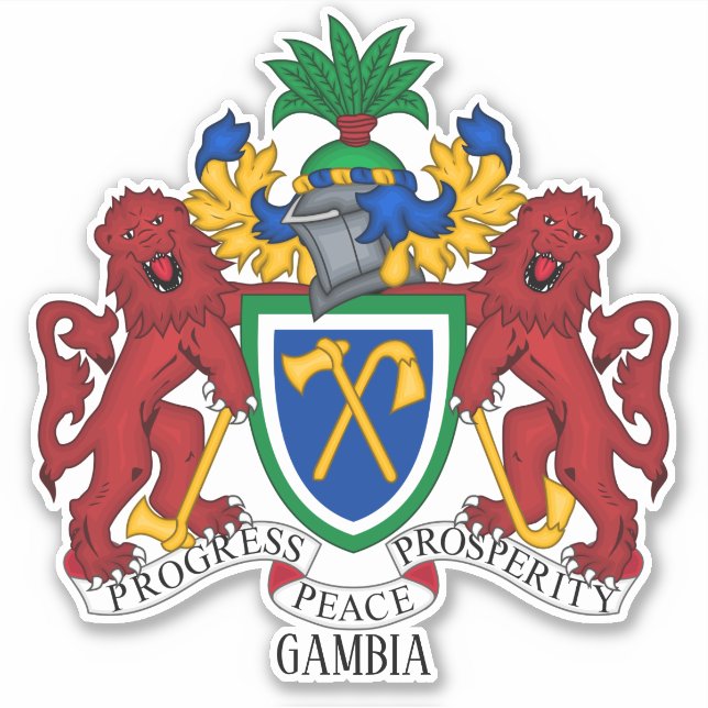 Gambia National Coat Of Arms Patriotic Sticker (Front)