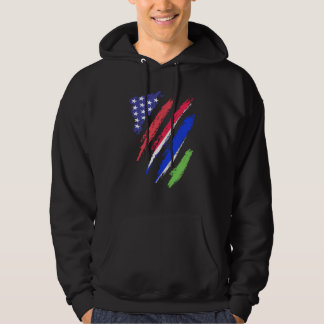 Gambian American Patriot Grown Heart Flag Stripes Hoodie