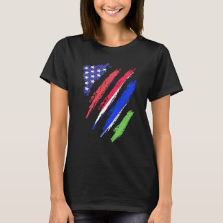Gambian American Patriot Grown Heart Flag Stripes T-Shirt