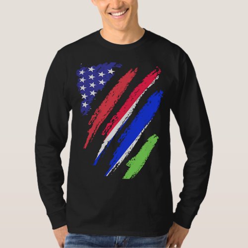 Gambian American Patriot Grown Heart Flag Stripes T_Shirt