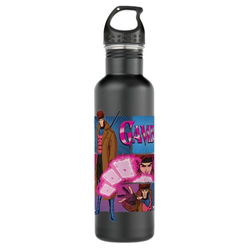 Gambit Character Panel Graphic Stainless Steel Water Bottle