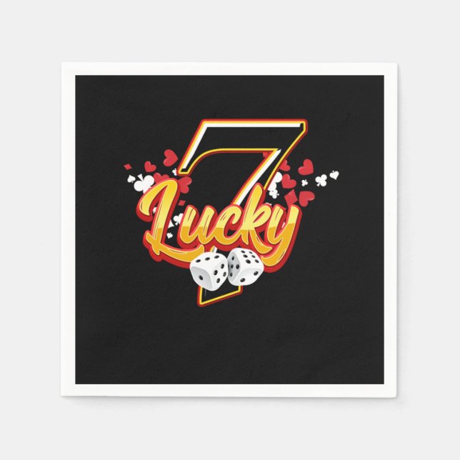 Gambler Casino Lucky 7 Seven Dice Game Gambling Napkins (Front)