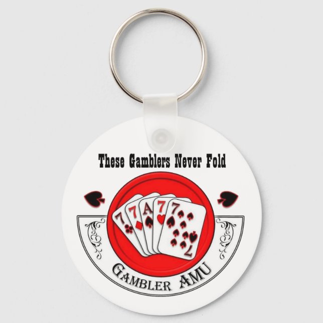Gambler Key Chian with Old Style Patch Keychain (Front)