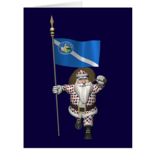 Gambler Santa Claus With Ensign Of Las Vegas Cards