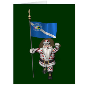 Gambler Santa Claus With Ensign Of Las Vegas Cards