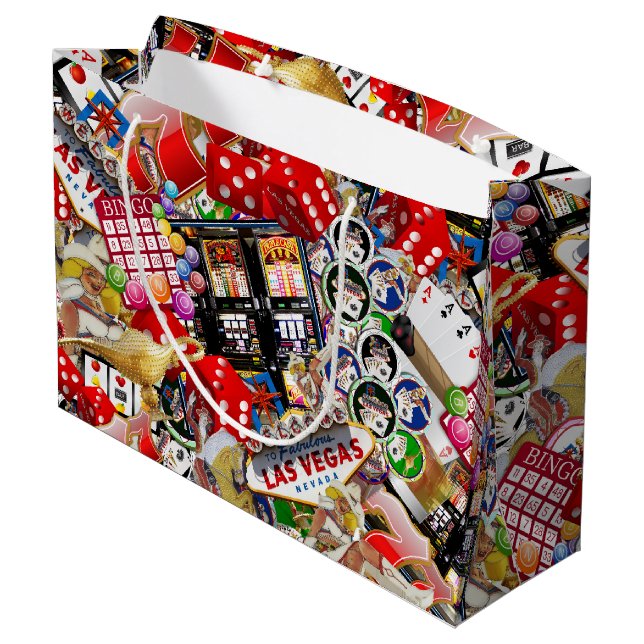 Gamblers Delight - Las Vegas Icons Background Large Gift Bag (Back Angled)