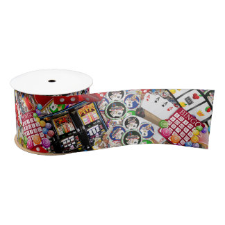 Gamblers Delight - Las Vegas Icons Background Satin Ribbon