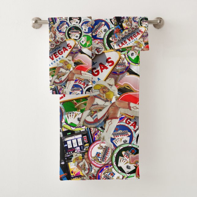 Gamblers Delight - Las Vegas Icons Collage Bath Towel Set (Insitu)