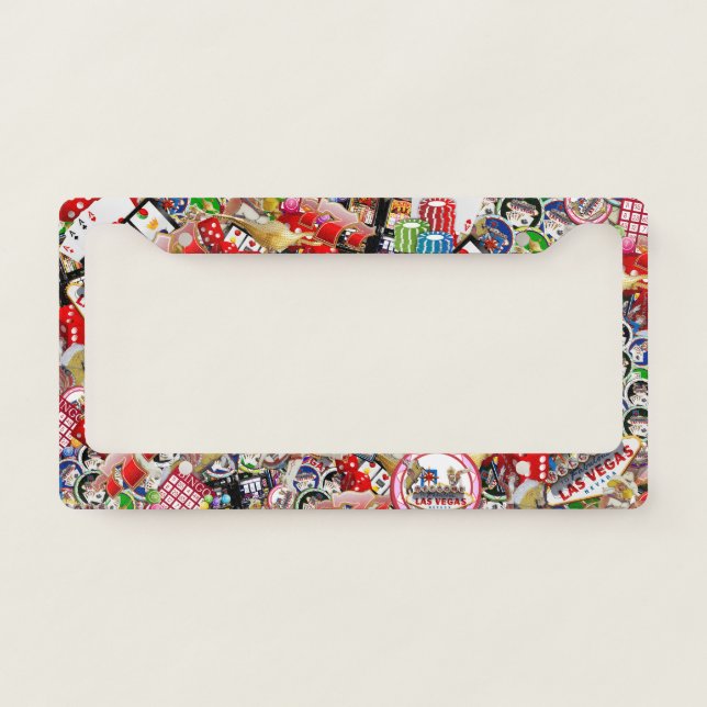 Gamblers Delight - Las Vegas Icons Collage License Plate Frame (Front)