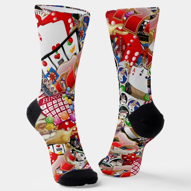 Gamblers Delight - Las Vegas Icons Collage Socks (Angled)