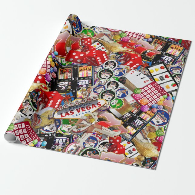Gamblers Delight - Las Vegas Icons Wrapping Paper (Unrolled)