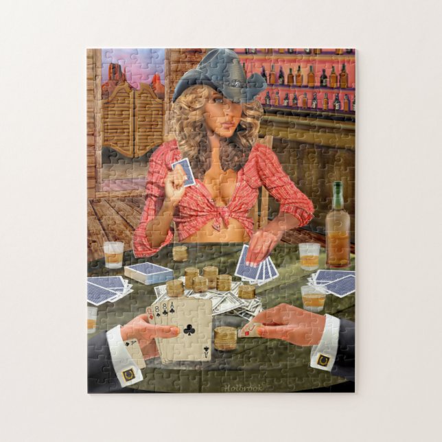 Gamblin' Cowgirl Jigsaw Puzzle (Vertical)