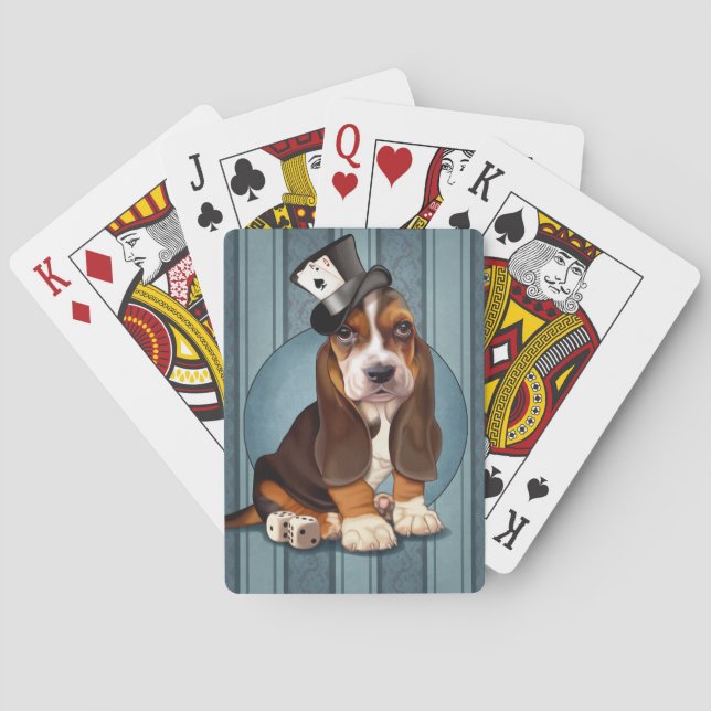 Gambling Basset Hound Puppy Poker Cards (Back)
