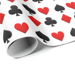 Gambling Card Suits Tiled Pattern Wrapping Paper