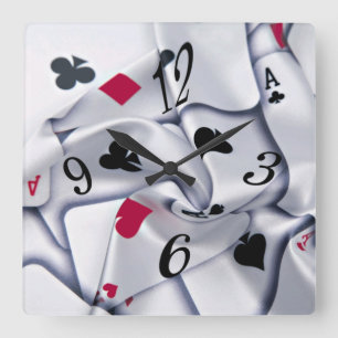 Gambling cards square wall clock