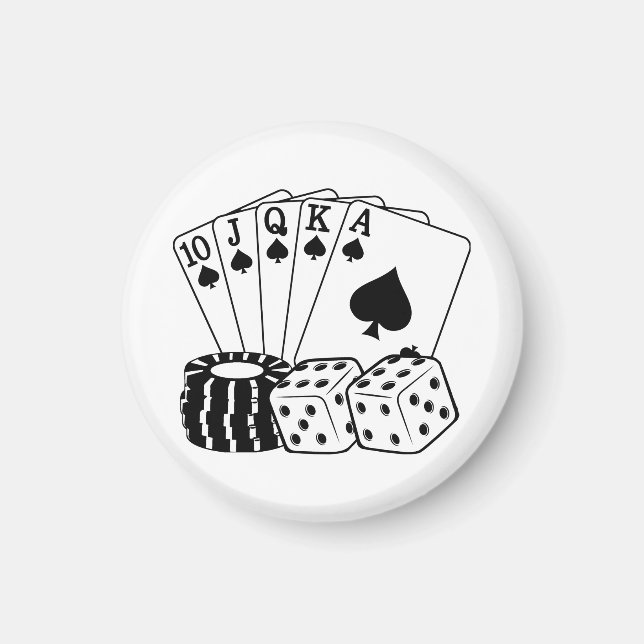 Gambling Casino Cards Dice Poker Chips Art  Magnet (Front)