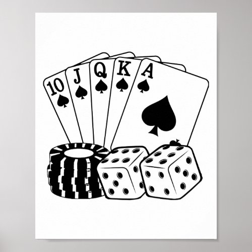 Gambling Casino Cards Dice Poker Chips Art Poster