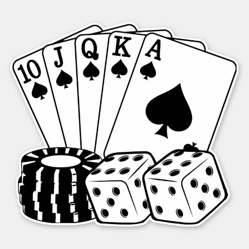 Gambling Casino Cards Dice Poker Chips Art Sticker