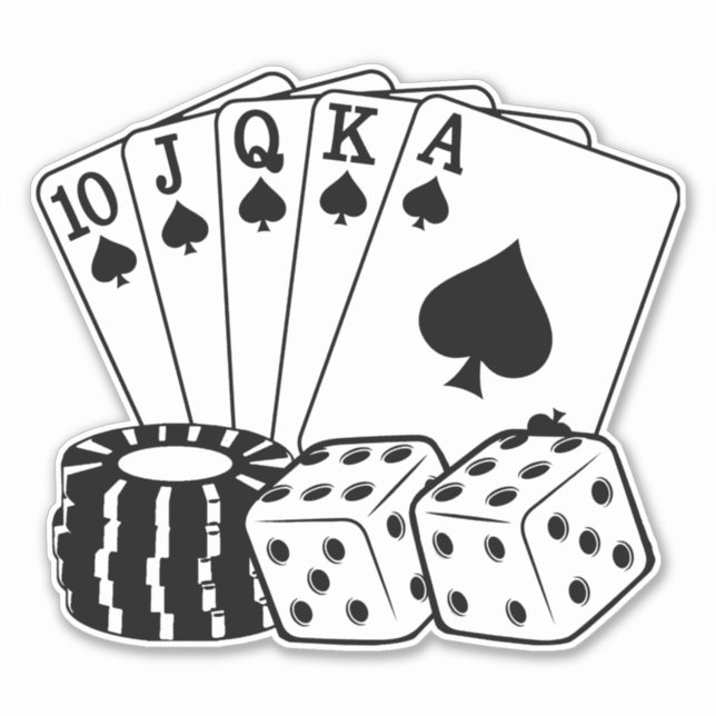 Gambling Casino Cards Dice Poker Chips Art Sticker (Front)