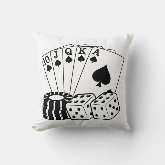 Gambling Casino Cards Dice Poker Chips Art  Throw Pillow (Front)