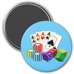 Gambling Casino Dice Poker chips Cards art  Magnet