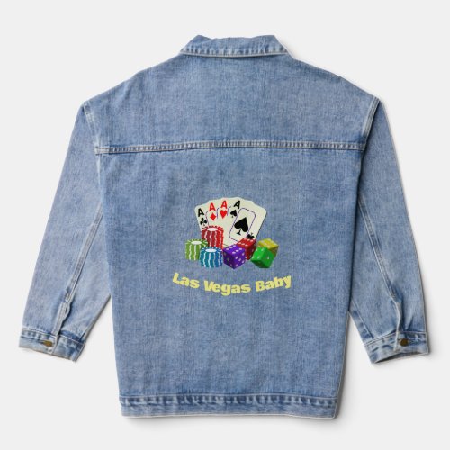 Gambling Casino Dice Poker chips playing  Cards  Denim Jacket