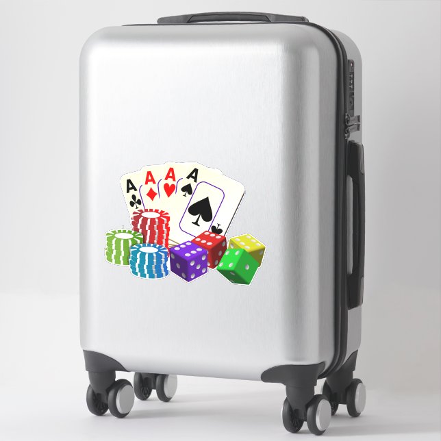 Gambling Casino Dice, Poker chips, playing Cards  Sticker (Suitcase)