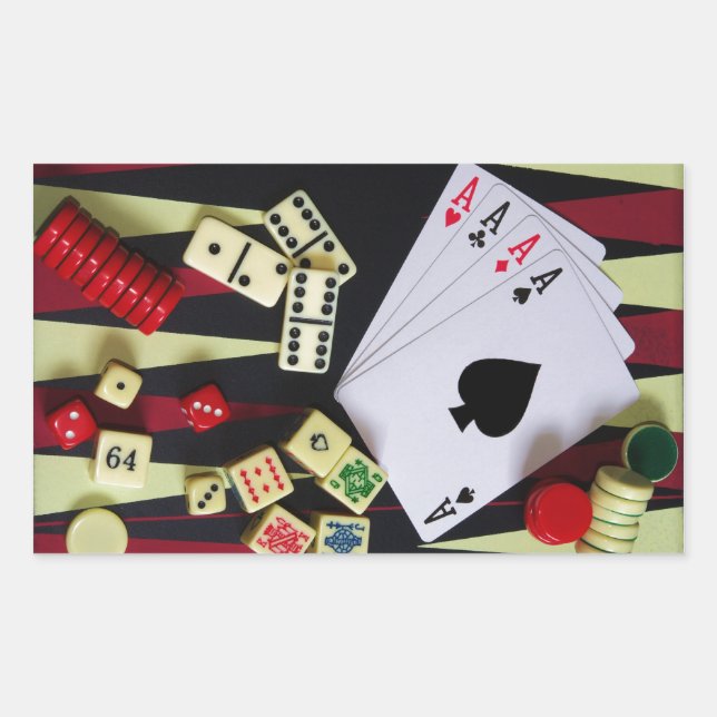 Gambling casino gaming pieces rectangular sticker (Front)