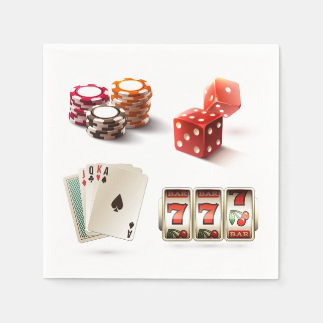 Gambling Casino Poker Dice Cards Napkins (Front)