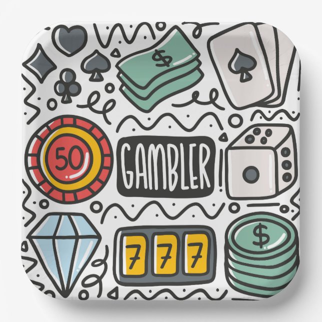 Gambling Casino Poker Paper Plates (Front)