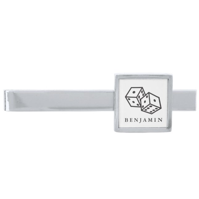Gambling Club Personalized Name Silver Finish Tie Bar (Front)