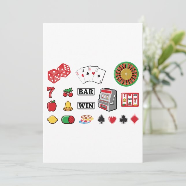 Gambling Elements Casino Games Invitation (Standing Front)