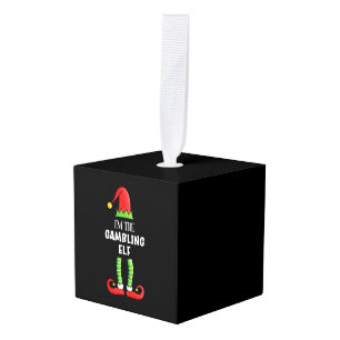 Gambling Elf Family matching Christmas Gift Cube Ornament